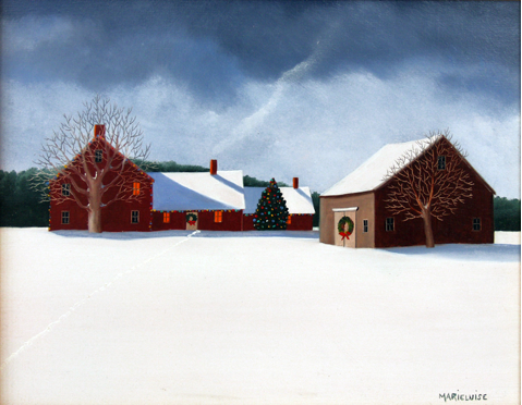 Celebrating Christmas , oil on panel, 8 " x 10 ", by Marieluise Hutchinson Published courtesy of Tree’s Place, in Orleans [http://www.treesplace.com/] Marieluise Hutchinson's work can also be found at J. Todd Galleries in Wellesley www.jtodd.com 