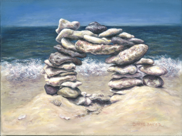 Circle of Stone, 9x12, oil on canvas, by Duane Baker 