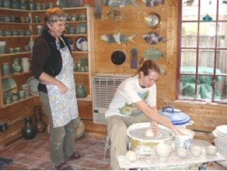  Artist Anne Halpin and intern Courtney Look 