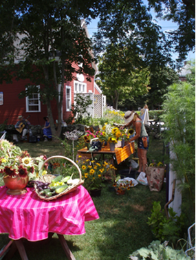 Fruit & Flowers Baskets outside the  Guyer Barn 