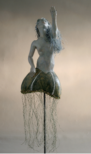 "Ascending Sea Nymph", polychrome terra cotta/ mixed media, 2005, Heather Blume Image courtesy of Diane Worthington 