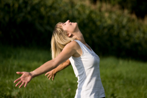 Woman worshipping the sun