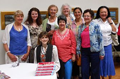 Members of the Cape Cod Branch of the National League of American Pen Women with Norris Church Mailer at the Cape Cod Museum of Art, Photograph courtesy of Stephanie Boosahda