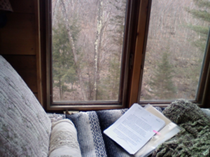 The tree house offers a spectacular view from the futon window seat 
