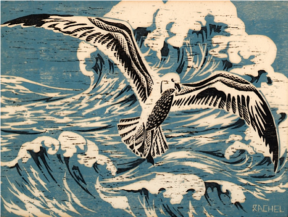 Seagull and Waves, by Rachel Ellis Kaufman