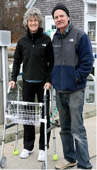 Jacquie enjoys a walk with her husband, Lee