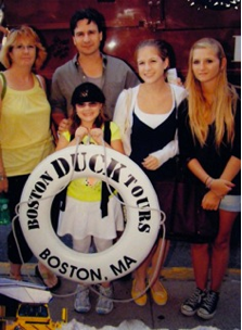 Mariah with her family and their French guest after a Boston Duck Tour adventure: (left to right) mother, father, sister Brianna, Mariah and Marine. 